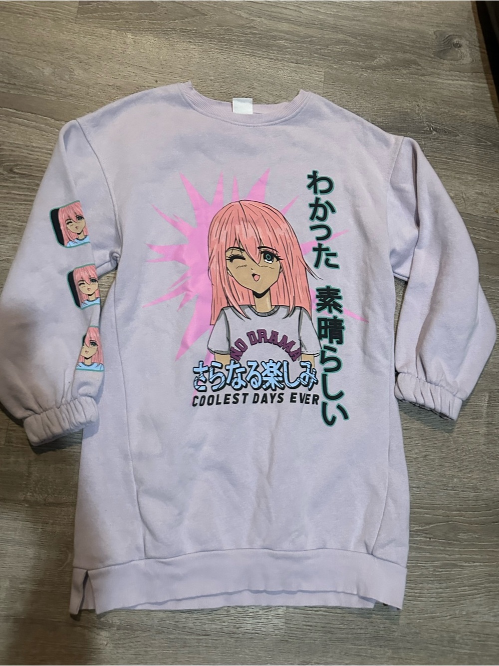 Zara Girls Anime Graphic Sweatshirt Pink Long Sleeve Japanese Print Size 11/12